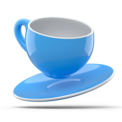 Ceramic coffee cup for cappuccino, americano, espresso, mocha, latte on white