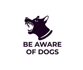 Angry dog, bares his teeth and growls, logo design. Animal, pet, barking dog and evil dog, vector design and illustration