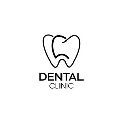 line art letter c dental logo vector