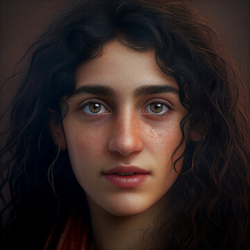 Portrait of a young ai generated assyrian girl (generated with ai tools), generative AI