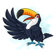 Fototapeta premium Cartoon toucan bird on white background