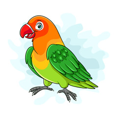 Cartoon love bird on white background