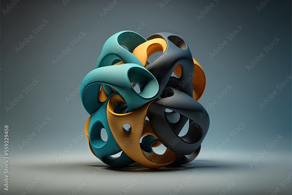 Poster a ball of different colors and shapes on a gray background with a shadow effect that is very similar