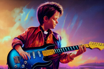 Obraz na płótnie Canvas Boy playing guitar