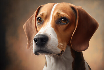 portrait of a beagle, Generative AI