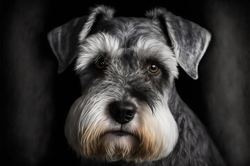 schnauzer dog portrait, Generative AI