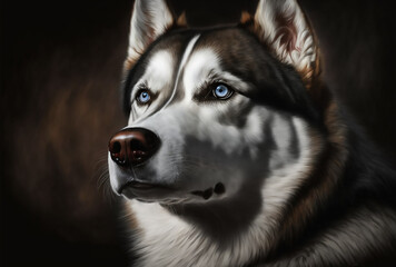 husky portrait, Generative AI