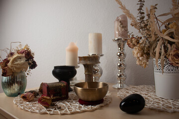 spiritual ceremony altar, natural stones