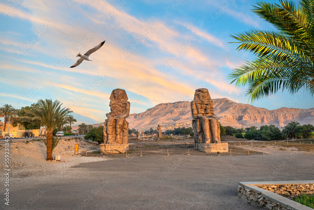 Wall mural pharaos statues in luxor