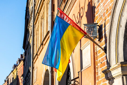 Ukrainian flag in Warsaw