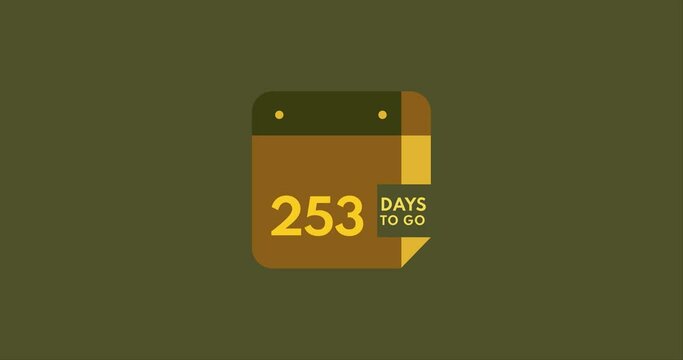 253 days to go calendar icon, 253 days countdown modern animation, Countdown left days
