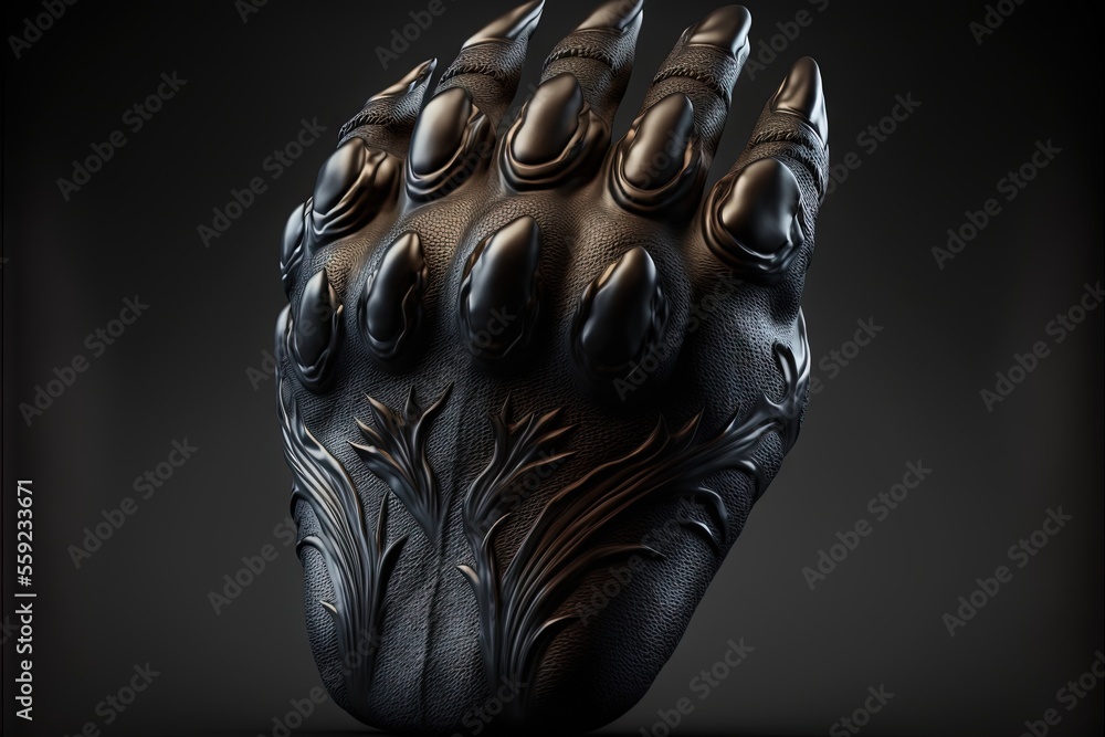 Aufkleber a hand with a black background and a black background with a black background generative ai