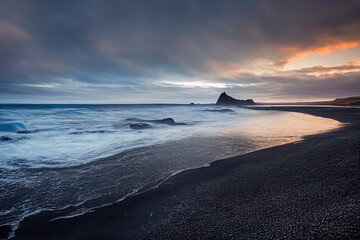 Black Beach landscape,Generative AI