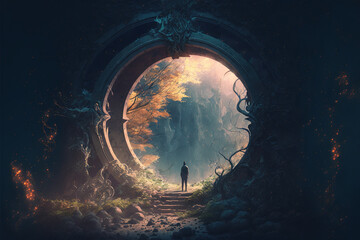 a portal to a mysterious new world, ethereal, fantasy, art illustration