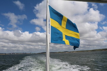 Swedish flag on the boat