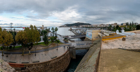 Panoramic view of Ceuta, historic Spanish city in North Africa.
