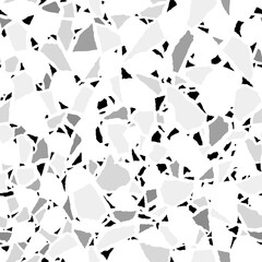 Terrazzo seamless pattern. Modern monochrome tile texture. Vector abstract background.