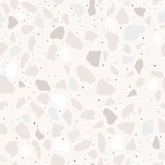 Terrazzo seamless pattern. Modern monochrome tile texture. Vector abstract background.