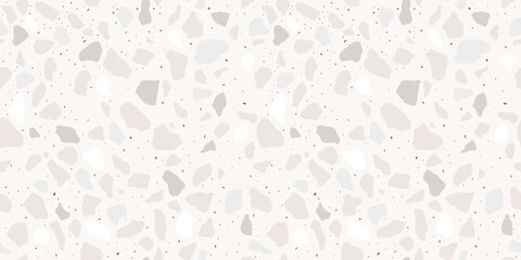 Terrazzo seamless pattern. Modern monochrome tile texture. Vector abstract background.