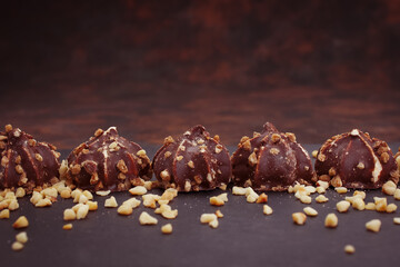 chocolate meringue on dark background dessert