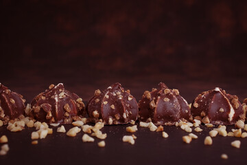 chocolate meringue on dark background dessert