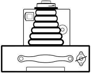 Clean & simple old camera illustration, line art, clipart, icon, object, shape, symbol, etc. PNG with transparent background. Design elements for websites and other graphics.