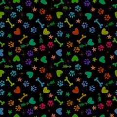Animals cartoon seamless dog and cat footprints pattern for wrapping paper and fabrics and linens and kids