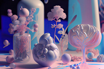Abstract organic 3D concept model, 3D rendering background