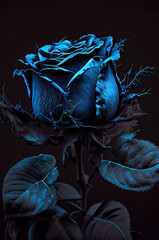 blue dark rose, abstract flower
