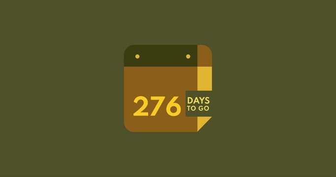 276 days to go calendar icon, 276 days countdown modern animation, Countdown left days
