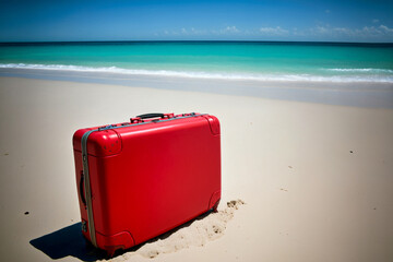 Koffer im Sand am Strand