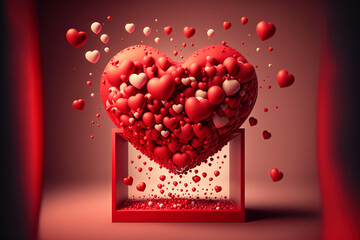 Valentine concept. Hearts fly out of the box. Beautiful, romantic card. Gen Art