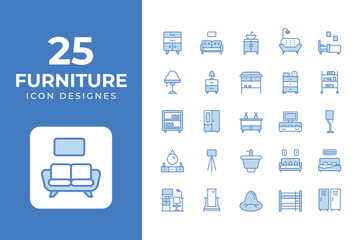 Furniture Icons Set vector design