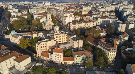 Fototapeta na wymiar Aerial view of the old town of Belgrade. High quality photo
