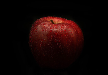 red apple with drops