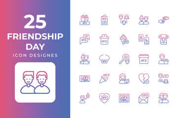 Friendship day Icons Set vector design