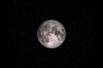 Moon is Earths Satellite orbiting in Space surrounded by Stars. This image elements furnished by...