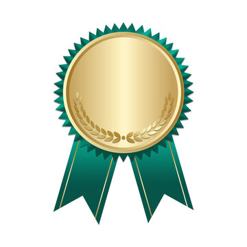 Shiny Gold Medal With Teal Ribbon Award Transparent Clipart
