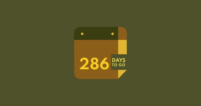 286 days to go calendar icon, 286 days countdown modern animation, Countdown left days