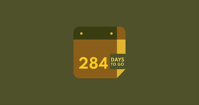 284 days to go calendar icon, 284 days countdown modern animation, Countdown left days