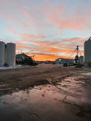 Obraz premium Beautiful sunset in a small down.
