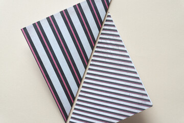 two folded scrapbook paper sheets with lines