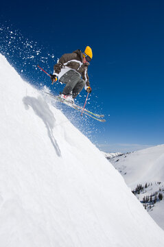 Man skiing, Snowbird, Utah.