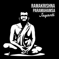 Ramakrishna Paramahansa jayanti Black background. Birth of Ramakrishna Paramahamsa