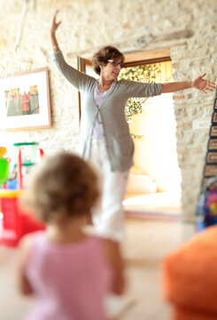 Grandmother plays with Granddaughter