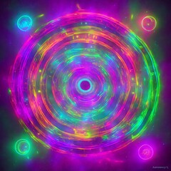 beautifull abstract fractal background with flowers and neon light, fantasy, ai