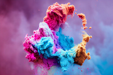 colored indian powder on holi indian festival, generative AI