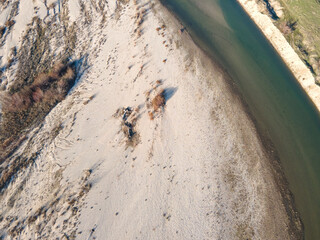 Aerial view of Struma river, Bulgaria