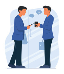 Two Businessmen Discussing for Business Connection Concept Illustration