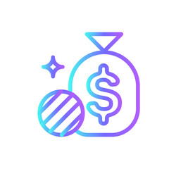 Savings Icons with purple blue outline style